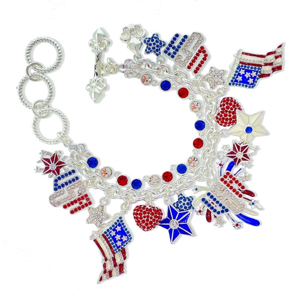 Exquisite July 4th Fireworks Flag Bracelet Fashion Jewelry Ritzy Couture Deluxe